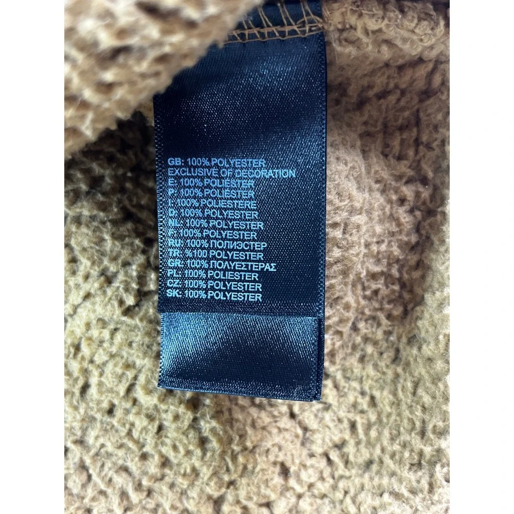 The North Face Dunraven Sherpa Fleece‎ Quarter Zip Pullover Tan Navy Mens Small